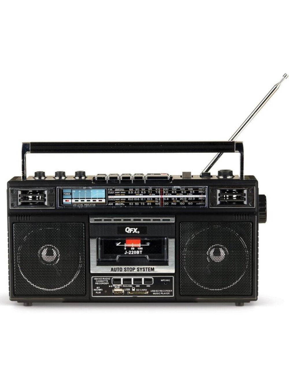 Portable Bluetooth Boombox with MP3 Conversion, Dual Speakers, & Rechargeable